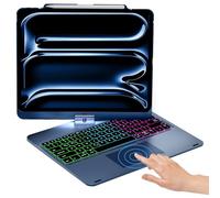NOKBABO for iPad 13 pro case with Keyboard & iPad Air 13 inch case Keyboard, Rainbow Backlits, Pencil Holder, 360°Rotatable, Compatible with iPad Pro 12.9 6th/5th/4th/3rd Generation - Lake Blue