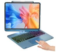 NOKBABO for iPad 13 pro case with Keyboard & iPad Air 13 inch case Keyboard, Rainbow Backlits, Pencil Holder, 360°Rotatable, Keyboard for iPad Pro 12.9 inch 6th/5th/4th/3rd Generation - Navy Blue