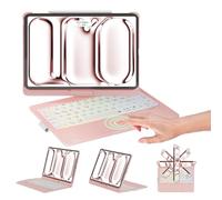 NOKBABO for ipad pro M4 11 inch case with Keyboard 2024,Rainbow Backlight, Built-in Trackpad, 360°Rotatable & Pencil Holder, Compatible with ipad pro 11 m4 Keyboard case - Bright Pink