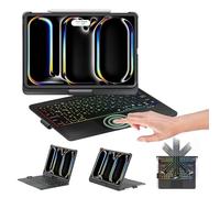 NOKBABO for ipad pro M4 11 inch case with Keyboard 2024,Rainbow Backlight, Built-in Trackpad, 360°Rotatable & Pencil Holder, Compatible with ipad pro 11 m4 Keyboard case - Black