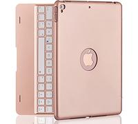 NOKBABO iPad Keyboard Case for iPad Pro 9.7 inch, 2018 iPad 6th Gen, 2017 iPad 5th Gen, iPad Air 2 & 1 case with Keyboard, 130° Smart Folio Hard Back Cover, Ultra Slim, Auto Wake and Sleep - Rose Gold
