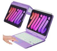 NOKBABO iPad mini 6 Keyboard Case (8.3 inch), 7-Color Backlight, Multi-Touchpad, 360°Rotatable, Wireless Keyboard for iPad mini 7 A17 Pro(2024) & Mini 6 (2021) - Metallic Purple