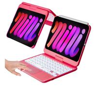 NOKBABO iPad mini 6 Keyboard Case (8.3 inch), 7-Color Backlight, Multi-Touchpad, 360°Rotatable, Wireless Keyboard for iPad mini 7 A17 Pro(2024) & Mini 6 (2021) - Hot Pink