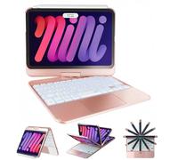 NOKBABO iPad mini 7 Keyboard Case with Trackpad A17 Pro（2024）& iPad mini 6 Case with Keyboard 2021 8.3 Inch, 360° Swivel & Rainbow Backlit for iPad mini 7th/6th Generation - Rose Gold