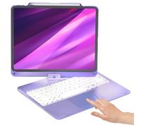 NOKBABO iPad Pro 12.9 inch Case with Keyboard, Rainbow Backlits, Pencil Holder, 360° Rotatable, Keyboard for iPad Pro 12.9 inch 6th/5th/4th/3rd Generation - Metallic Purple