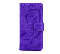 Nokia 2.4 Phone Case, Cute Animal Tiger Pattern Design Flip Case Shockproof PU Leather Book Wallet Phone Cover with Card Holder Slots Magnetic Stand Protective Case Bumper for Nokia 2.4, Purple