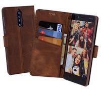 Nokia 8 Case Book-Style Cover Protective Leather Wallet Case Antique Coffee