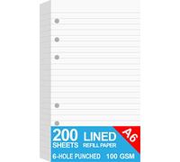 Nokingo (2-Pack) Lined Paper for Filofax Personal Size Planner/Binder, Total 200 Sheets/400 Pages, 100gsm White Paper, 6 Hole Loose Leaf Paper, 9.5x17.1cm