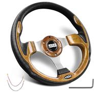 NOKINS 12.5" Universal Golf Cart Steering Wheel, Fit EZGO TXT/RXV/Club Car DS/Precedent/Yamaha, Most Golf Carts (Wood)