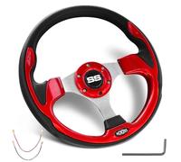 NOKINS 12.5" Universal Golf Cart Steering Wheel, Fit EZGO TXT/RXV/Club Car DS/Precedent/Yamaha, Most Golf Carts (Red)