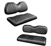 NOKINS 4PCS Golf Cart P Diamond Seat Covers Kit,Front and Rear Seat Covers for Club Car Precedent Original Regular Seat Cushion, No Stapler, Golf Cart Vinyl Replacement Seat Cover,Black Stitching