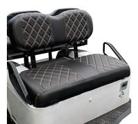 NOKINS Golf Cart Diamond Seat Covers Kit, Fit EZGO Freedom TXT T48 2014+ OEM Standard Front Seat Cushion, Golf Cart Vinyl Seat Cover, No Nails Required (Black and Brown Stitching)