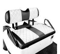 NOKINS Golf Cart Diamond Seat Covers Kit, Fit for EZGO TXT 1994-2013/EZGO RXV OEM Standard Front Seat Cushion, Golf Cart Vinyl Seat Cover, No Nails Required (White and Black)