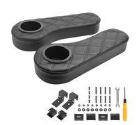 NOKINS Premium 1.25inch Diamond Flip Armrest, Black with Black Stitching, Foldable Golf Cart Armrest, Heavy Duty Steel Tube Universal Replacement Fits Club Car EZGO Yamaha