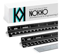 NOKKO Architectural and Engineering Scale Ruler Set - Professional Measuring Kit for Drafting, Construction - Imperial and Metric Conversion Table Included - Laser-Etched Markings, Anodized Aluminum