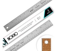 NOKKO Metal Ruler 18 Inch - Cork Backed Ruler, Pack of 2 | Stainless Steel Precision Straight Edge Rulers for Crafts, Non-Slip Craft Rulers for Accurate Measurements