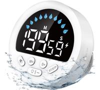 NOKLEAD IPX5 Waterproof Shower Timer with Countdown Count-up, Suction Cup Wall Mount Stopwatch with Hanging Cord for Kitchen Bathroom Toilet Swim (White)
