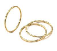 NOKMIT 3pcs 1mm Stainless Steel Stacking Rings for Women Thin Silver Rings Finger Rings Plain Dome Comfort Fit Size 5-10, Metal, No Gemstone