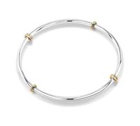 NOKMIT Two-Tone Stackable Bangle Bracelets for Women, Triple Interlocking Stainless Steel Bangle Set, Classic High Polished Thin Plain Non-Tarnish Mixed Metal Gold&Silver 1PC/3PCS, 7.5 inches (X-Small