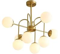 NOKTAI 8-Light Sputnik Exquisite Home Chandelier Metal Copper Ceiling Pendant Lighting with Glass Shade, Modern Magic Bean Molecule Exquisite Home Chandelier Hanging Light Fixtures for Be