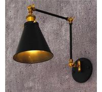 NOKTAI Adjustable Wall Light Long Arm E27 Mechanical Rocker Retro Wall Lamps Vintage Decorative Wall Sconce Industrial Living Barn Study Restaurant Corridor Balcony Lighting(Black)