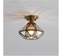 NOKTAI Brass Semi Flush Mount Ceiling Light - V-intage American Ceiling Lamp Compatible with Home Entryway Living Room Bedroom Dining Room,Hanging Light