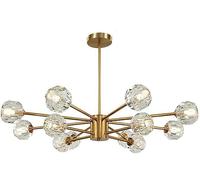 NOKTAI crystal chandelier 6 lights sputnik brass modern pendant lighting mid century ceiling light for kitchen dining room living room-copper. 3+3