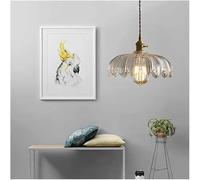 NOKTAI Dining Room Flower Ceiling Hanging Lamp Fixtures Japanese Small Glass Chandelier Brass Single Head Pendant Light,Hanging Light