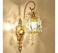 NOKTAI European Wall Light French Court Luxurious Crystal Clear Decoration Wall Light Sconces American Crystal Wall Lamp Gold Metal Living Room Bedside Lamp,for Living Room