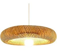 NOKTAI Extra Large Bamboo Wicker Ceiling Pendant Light - Rustic Rattan Chandelier for Living Room, Dining Room, and Kitchen | Adjustable Height | E26/E27 Compatible(60CM)