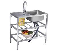 NOKTAI Free Standing Catering Commercial Sink Single Bowl Unit Utility with Faucet Workbench and Storage Shelves for Restaurant Room Garage Basement Outdoor Indoor. (Color : Hot