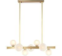 NOKTAI Gold Brushed Brass Hanging Pendant Light Glass Globe Linear elier Fixtures Mid Century Modern Ceiling Pendant Lamp Living Room Dining Room Kitchen Droplight,Hanging Light