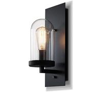 NOKTAI Industrial Wall Light Black Wall Sconce Candle Wall Lamp Vintage Sconces Wall Lighting with Clear Glass Shade, E27 Hardwired Lamps Wall Lights for Living Room Farmhouse
