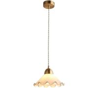 NOKTAI Lighting Fixtures E26 Indoor Ceiling Hanging Lamp Lace White Jade Glass Chandelier Simple All Copper Bedroom Bedside Pendant Light,Hanging Light