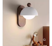 NOKTAI Mid Century Modern Globe Wall Light Vanity Indoor Wall Sconce Stairs Hall Restaurant Wall Lantern for Bedroom Bedside Living Room Study Room Corridor Entryway Wall Mounted Lamp(Whi