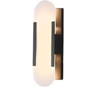 NOKTAI Mid-Century Modern Wall Light Faux Frosted Glass Wall Sconce Rectangular Gold Bathroom Wall Lamp Contemporary Sconces Wall Lighting Acrylic Lampshade with White Marble Texture Warm