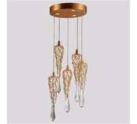 NOKTAI Modern Brass Crystal Chandelier Lighting Copper Pendant Hanging Light Luxury Glass Drops Restaurant Light,Chandelier