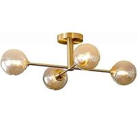 NOKTAI Modern Brass Living Room Ceiling Light G9 Chandelier Glass Spherical Lampshade Pendant Lights Copper Lamps,Hanging Light