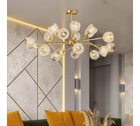 NOKTAI Modern Sputnik Chandelier Mid Century Brass Crystal Pendant Light Gold Ceiling Fixture Chandeliers Hanging with Globe Shade for Dining Room Bedroom Living Room(6)