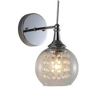 NOKTAI Modern Wall Light with Glass Ball Shade, Chrome, Contemporary Home Indoor Decor Wall Lamp, E27 Socket, Max 40W, Wall Mount Lights for Bedroom Bedside Living Room Hallway