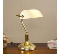 NOKTAI Retro Table Lamp Bankers Lamp/Office Lights White Glass Lampshade Pull Switch Green Lampshade Desk Lamp (d)