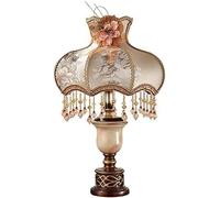 NOKTAI Traditional Classical Table Lamp Victorian Resin Table Light Fabric Lampshade Desk Lamp Retro Bedside Lamp,Chandelier