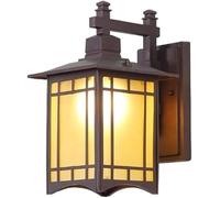 NOKTAI Yellow Frosted Glass Square Exterior Wall Lamp Decorated with Bronze Porch Lamp, Hanging Wall Lamp On The Outer Wall of The Room,Ceiling Pendant Chandelier