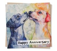 Nokular Beautiful Happy Anniversary For a Loved One - Two Dogs, Dog Lovers - Beauty, Nature, Colourful - Watercolour, Affection - For Your Partner, Other Half, Husband, Wife, Girlfriend, Boyfriend