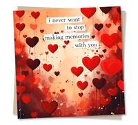 Nokular Cute Heart Anniversary Card For Your Other Half - I Never Want To Stop Making Memories With You - For Husband, Wife, Boyfriend, Girlfriend - Made in UK,135 x 135mm