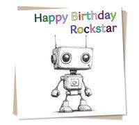 Nokular Happy Birthday Rockstar - Robot Lover - For A Friend, Child, Son, Daughter, Family, Relative, Colleague - Birthday Wishes for A Special Someone