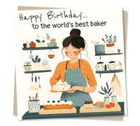 Nokular Happy Birthday to the World's Best Baker - Chef, Cooking, Baking - For a Baking Lover, Mum, Daughter, Aunty, Grandma, Friend, Men, Women