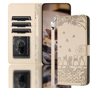 Nokverzy Mobile Phone Case for Huawei Mate 60 Flip Case Magnetic Card Holder kickstand Animal Cat Print Patterned Shockproof Leather Wallet Phone Case Cover for Huawei Mate 60 Case Wristlet Khaki