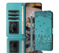 Nokverzy Mobile Phone Case for Huawei Mate 60 Flip Case Magnetic Card Holder kickstand Animal Cat Print Patterned Shockproof Leather Wallet Phone Case Cover for Huawei Mate 60 Case Wristlet Blue