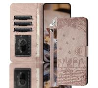 Nokverzy Mobile Phone Case for Huawei Mate 60 Pro Flip Case Magnetic Card Holder kickstand Animal Cat Print Patterned Leather Wallet Phone Case Cover for Huawei Mate 60 Pro Case Wristlet Purple